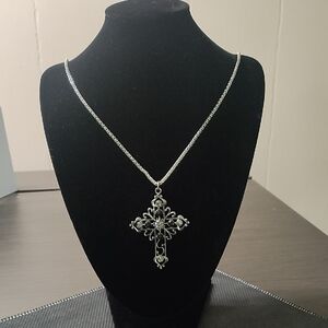 Elegant Silver Cross Pendant Necklace